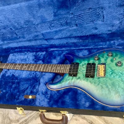 PRS Custom 24 Piezo 10 TOP Wood Library  2021 Makenna Blue signed by Paul Reed Smith image 11