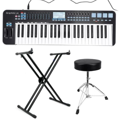Samson Graphite 49-Key USB MIDI DJ Keyboard Controller w/Fader/Pads+Stand+Throne image 1