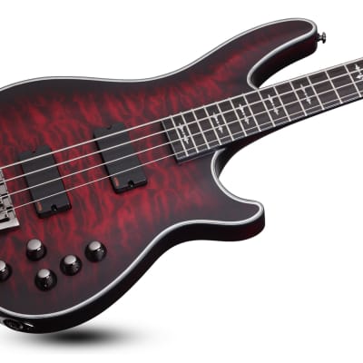 Schecter Hellraiser Extreme-4  Crimson Red Burst Satin CRBS Electric Bass + Hard Case Extreme 4 image 8