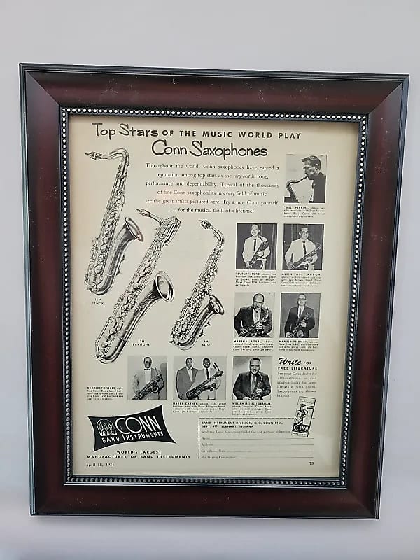 1956 Conn Musical Instruments Promotional Ad Framed Conn 10M, Reverb