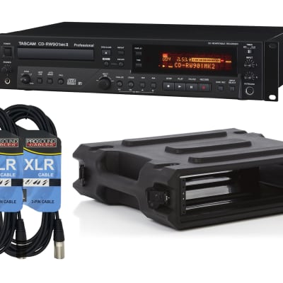 Tascam CD-RW900MKII Recorder - Gator G-PRO-2U-19 Rack Case - (2) XLR Cable image 1