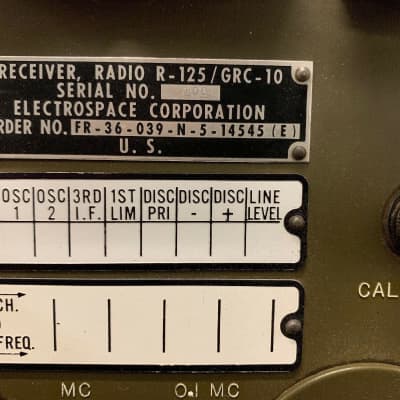 WW2 WWII Receiver Radio R-125 GRC-10 Electrospace Corp US image 2