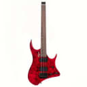 Volgoa GTWT-01 6-String Headless Electric Guitar with Flame Maple Veneer and Maple Neck - Red