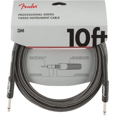 Fender Professional Instrument Cable, 3m/10ft, Gray Tweed for sale