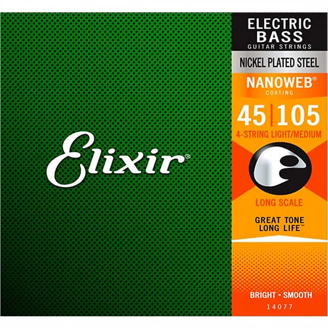 Elixir 14077 Bass Guitar Strings 4 String Medium 45-105 B-NW-M image 1