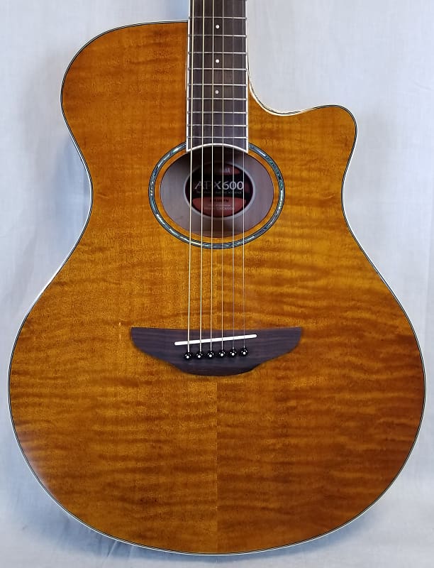 Yamaha APX600FM AM Flame Maple Top Thinline Cutaway Acoustic-Electric Guitar Built in Tuner, Amber image 1