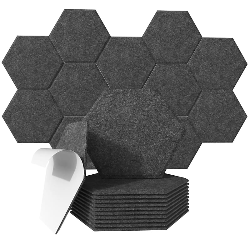  18 Pack Hexagon Acoustic Panels, 12 X 10 X 0.4 High Density Sound  Absorbing Panels Soundproof Wall Panels For Home Sound proof Insulation  Beveled Edge Studio Treatment Tiles (Gray) : Musical