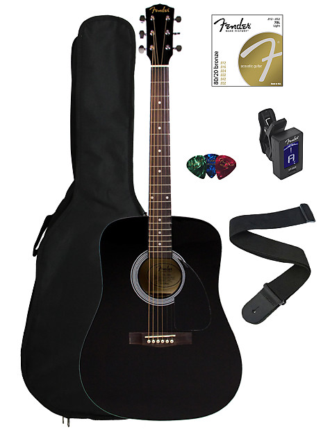 Fender FA-100 Dreadnought Acoustic Guitar - Black w/ Gig Bag