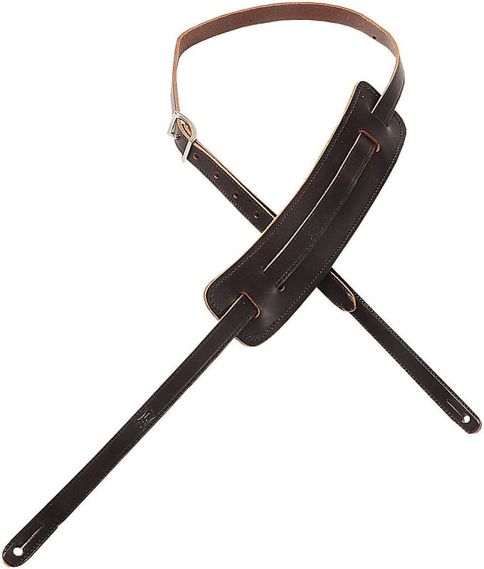 Levy's M25-DBR 5/8" Carving Leather Guitar/Bass Strap Classic 50s Pad-Dark Brown image 1