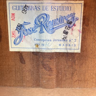 1972 Jose Ramirez Concepcion Jeronima No. 2 Classical Guitar Natural w/Case image 2