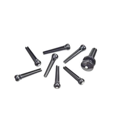 D'Addario Injected Molded Bridge Pins with End Pin Set, Ebony with Ivory Dot image 2