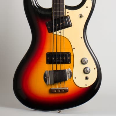 Mosrite  Ventures Solid Body Electric Bass Guitar (1966), ser. #6620, original brown tolex hard shell case. image 3