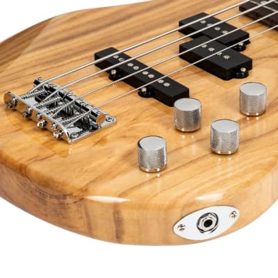 New Glarry GIB 4 String Bass Guitar Full Size SS pickups w/20W Amplifier Burlywood image 7