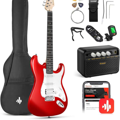 Donner DST-100R 39 Inch Electric Guitar Starter Kit Solid Body, Red for sale