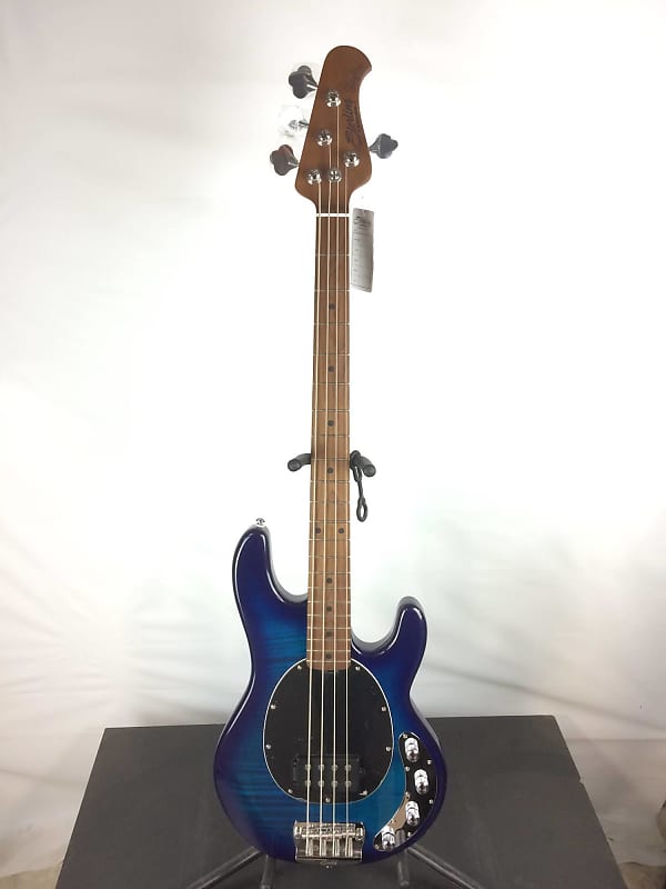 Sterling StingRay RAY34FM Flame Maple 4-String Bass Guitar, Neptune Blue w/ Bag image 1