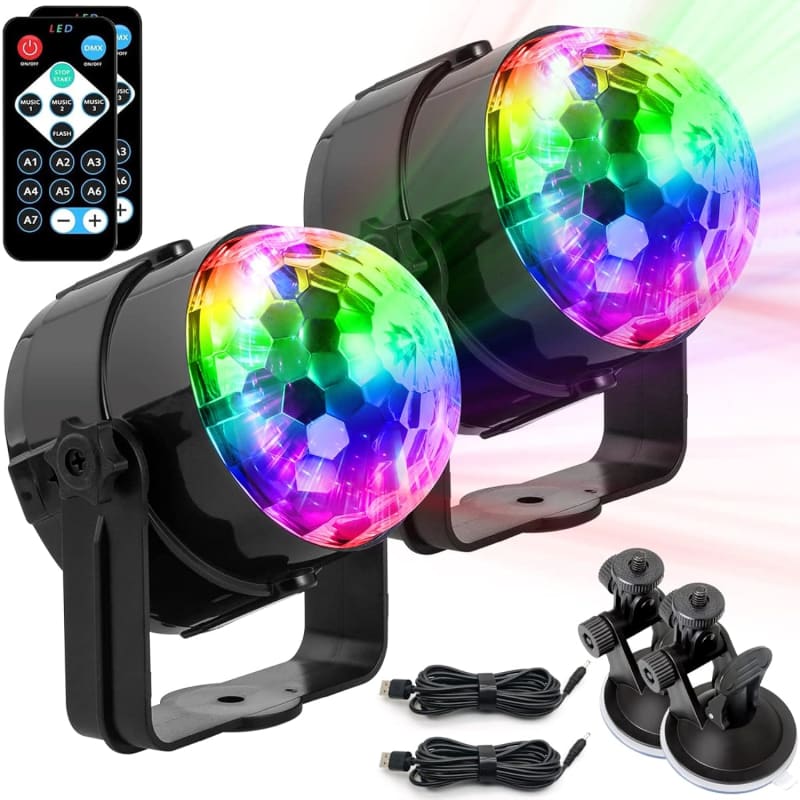 Luditek [2-pack] Portable Sound Activated Party Lights for Outdoor and Indoor, Battery Powered/