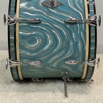 Gretsch 20/12/14/5.5x14" Progressive Jazz Round Badge Drum Set -  60's Aqua Satin Flame image 6