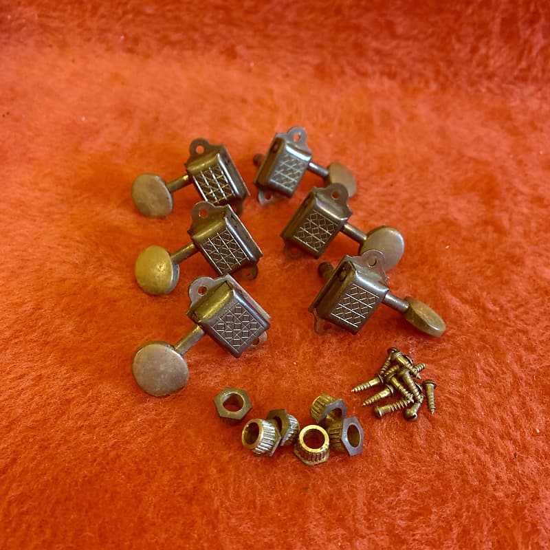 Kolb Waffle back guitar tuners c 1950 Brass fancy epiphone Reverb