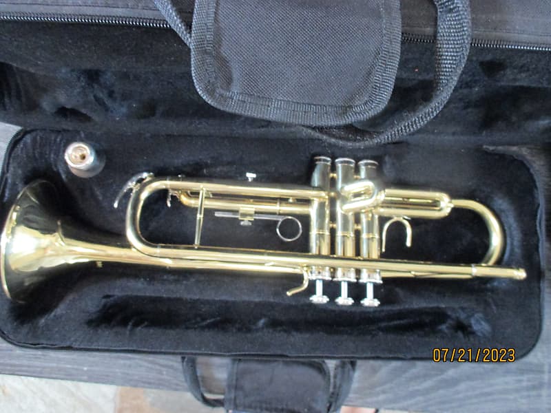 Mendoni brand trumpet with case and mouthpiece image 1