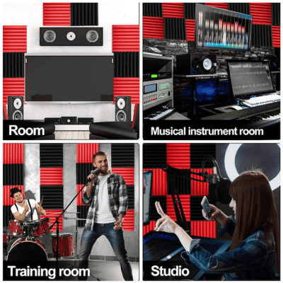 Acoustic Foam Panels (12 Pack) 1.5" X 12" X 12" Soundproof Fireproof Studio Wall Padding image 6