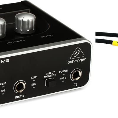 Behringer U-Phoria UM2 USB Audio Interface  Bundle with Pro Co EG-15 Excellines Straight to Straight Instrument Cable - 15 foot image 1