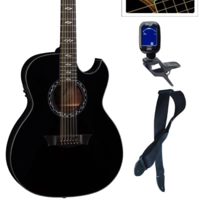 Dean Exhibition Acoustic Electric 12 String Guitar, Classic Black