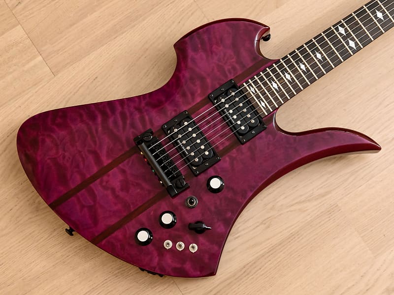 2008 BC Rich Mockingbird ST Neck Through Guitar Trans Purple, Quilted Maple  Top