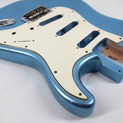 MJT Stratocaster body VTS 2023 - Ice Blue Metallic (nitrocellulose) light relic image 11