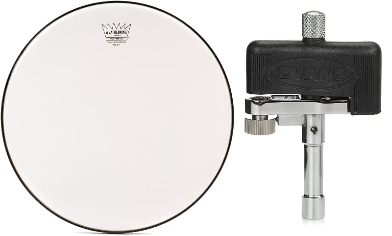 Remo Ambassador Classic Hazy Snare-Side Drumhead - 14 inch  Bundle with Evans Torque Key Drum Tuning Key image 1