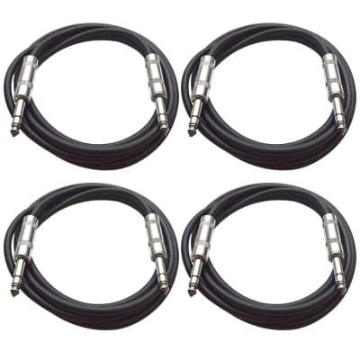 4 Pack of 1/4" TRS Patch Cables 6 Feet Extension Cords Jumper - Black & Black image 1