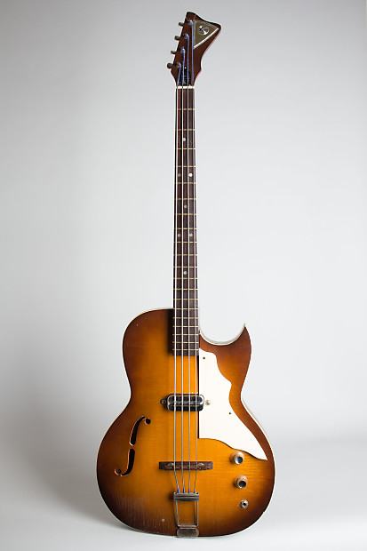 Kay K 5920 Hollow Body Electric Bass Guitar 1964 original two tone chipboard case. Reverb
