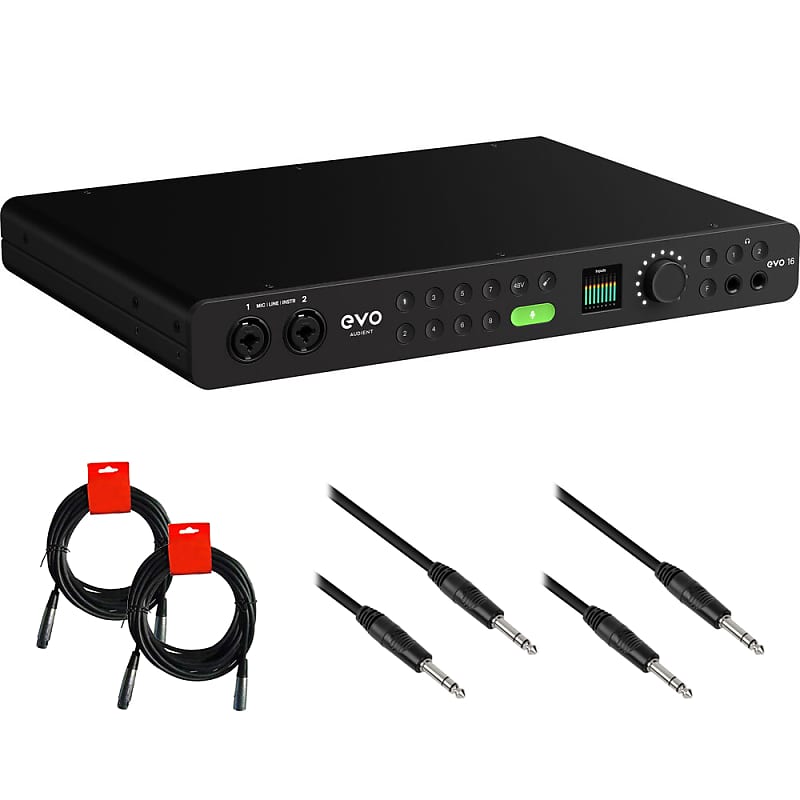 Audient EVO 16 USB Audio Interface Bundle with 2x Pearstone PM-TRS