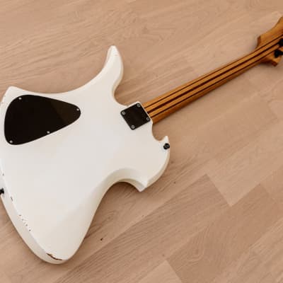 1990s BC Rich Mockingbird PJ Medium Scale Electric Bass Guitar White Japan image 11