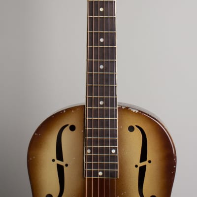 National  Triolian Resophonic Guitar (1932), ser. #2890W, black tolex hard shell case. image 8