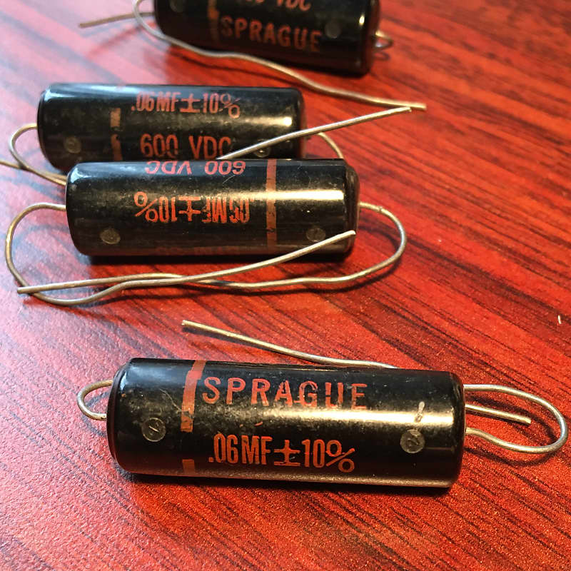 NOS Sprague .06 - 600V Black Beauty capacitor lot of - 4 - 1960's .05  Fender Astron alternative