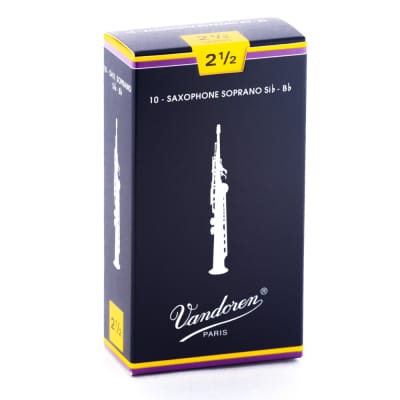 Vandoren SR2025 Soprano Sax 2.5 Strength Traditional Saxophone Reeds Box of 10 image 1