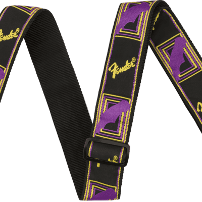 Fender 2” monogrammed strap Black/Yellow/Brown 099-0681-000 | Reverb