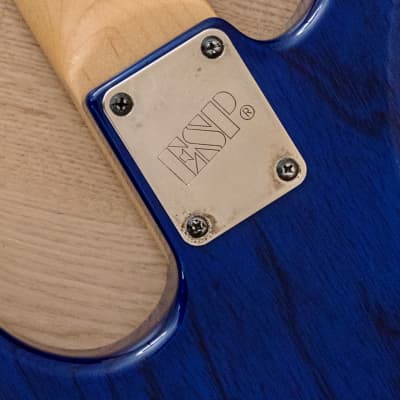 2014 ESP Amaze-ASM Original Series Electric Bass Guitar Active EQ See Thru Blue Ash, Japan image 15