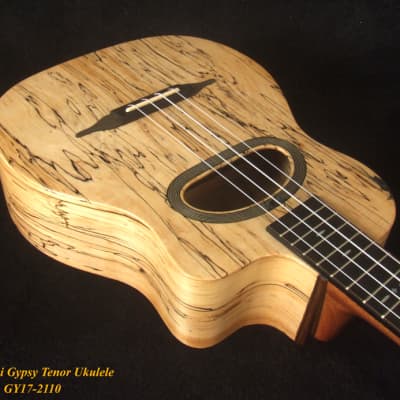 Bruce Wei Solid Spalted Maple Gypsy Tenor Ukulele, MOP Inlay GY17-2110 image 5