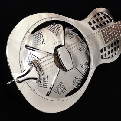 Minolian Parlour Resonator Guitar - Nickel/chrome Brass Body image 2