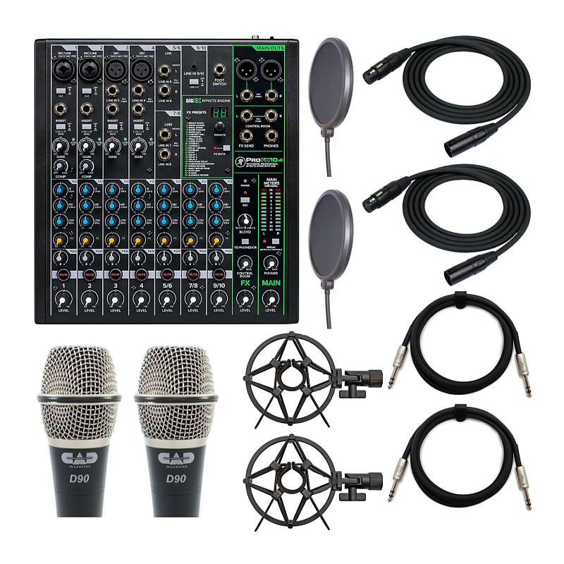 Mackie ProFX10v3 Professional Effects Mixers Bundle with XLR, Reverb