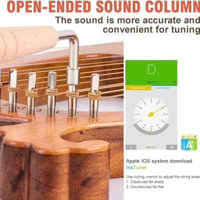 16 Metal Strings Mahogany Body Lyra Harp with Maple Saddle Carved Note Tuning Wrench Pickup Strings and Black Gig Bag image 2