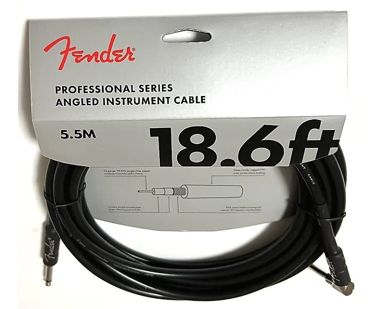 Fender Professional 18.6 ft Right/Angle Guitar Instrument Cable 1/4" image 1