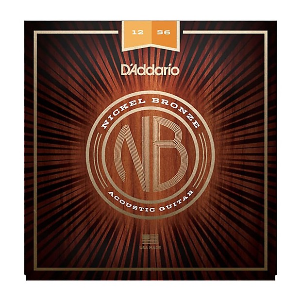 D'Addario NB1256 Nickel Bronze Acoustic Guitar Strings, Light Top / Medium Bottom Gauge image 1
