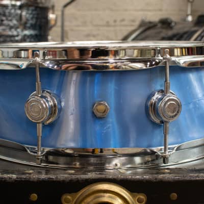 1960s Camco 5x14 Oaklawn Blue Satin Flame Snare Drum image 5