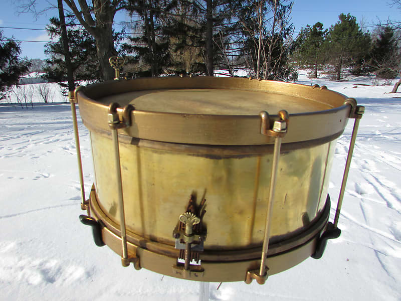 ENGRAVED MAY 30TH,1876 BRASS SNARE DRUM 1876 24k Gold-Plated image 1