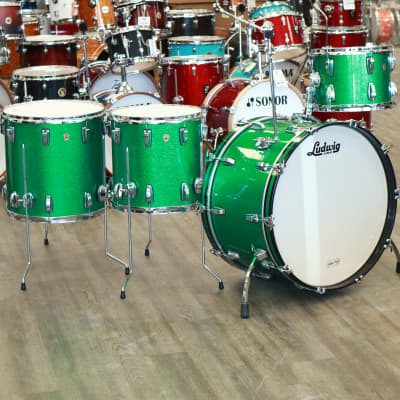 Ludwig Legacy Maple 4-PC Shell Pack 12/14/16/24 (Green Sparkle) image 9