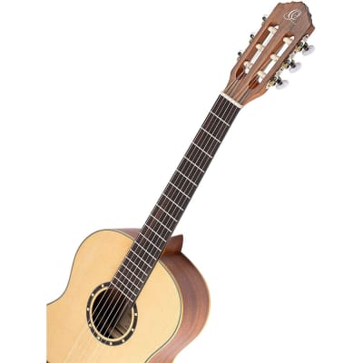 Ortega Guitars 6 String Family Series 3/4 Size Nylon Classical Guitar with Bag, Right-Handed, Spruce Top-Natural-Satin, (R121-3/4) image 3