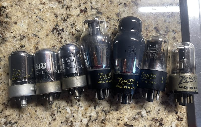 Zenith/National Union Radio Tubes 1950’s-1970’s 6AC5, 6P5G, 6X5 GT/G, 7H7, 7B6, 7B8 - Black image 1