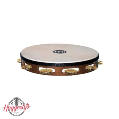 Meinl TAH1B-AB Headed Wood Tambourine Brass Jingles 1 Row African Brown image 1